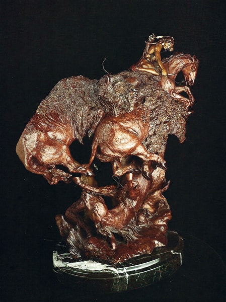 Buffalo Hunt bronze sculpture