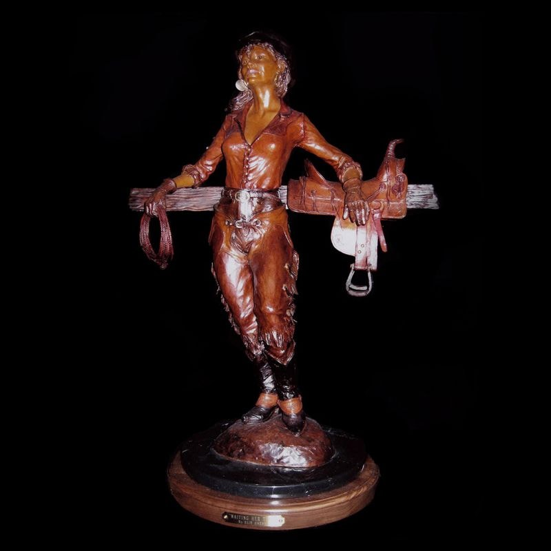 Waiting Her Turn bronze sculpture